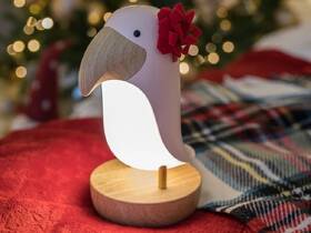 Dětská LED lampička Rabbit & Friends ptáček s reproduktorem bílá barva
