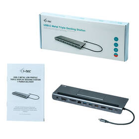 USB Hub i-tec USB-C Metal Low Profile 4K Triple Display Docking Station + Power Delivery 85 W 

 obrázek produktu 4 z 6