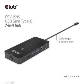 USB Hub Club3D USB-C/2x HDMI, 2x USB-A, 1x RJ45, 1x 3.5mm audio, 1x USB-C,100 W 

 obrázek produktu 6 z 7