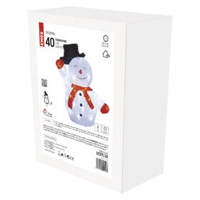 LED dekorace EMOS 40 LED vánoční sněhulák s kloboukem, 36 cm, venkovní i vnitřní, studená bílá, časovač 

 obrázek produktu 5 z 5