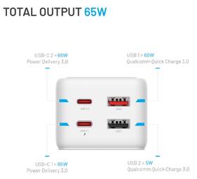 Kabel prodlužovací FIXED Charging Strip 2x USB-C a 2x USB, GaN III, PD 65W, 3 m bílý

 obrázek produktu 7 z 11