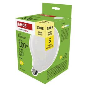 Žárovka LED EMOS Filamanet globe, 11W, 1521lm, E27, teplá bílá 

 obrázek produktu 2 z 3