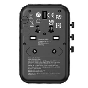 Cestovní adaptér Verbatim UTA-05 GaN III, 2x USB-C PD 65W & QC 4+, 2x USB-A černý

 obrázek produktu 3 z 11