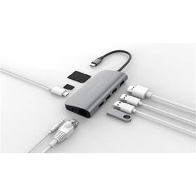 USB Hub HyperDrive pro iPad Pro, MacBook Pro/Air USB-C/HDMI, 3x USB 3.0, RJ45, USB-C, SD, Micro SD, 3,5mm jack šedý

 obrázek produktu 1 z 4
