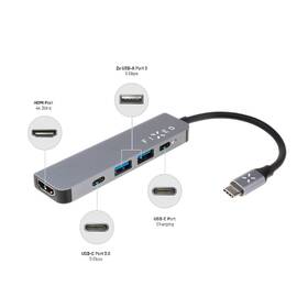 USB Hub FIXED 5v1 USB-C Mini pro notebooky a tablety šedá barva
