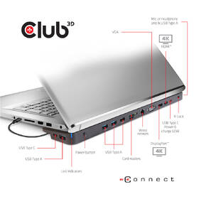 Dokovací stanice Club3D USB-C 3.2 s napájecím adaptérem Triple Display Dynamic PD, 100 W černá

 obrázek produktu 3 z 5