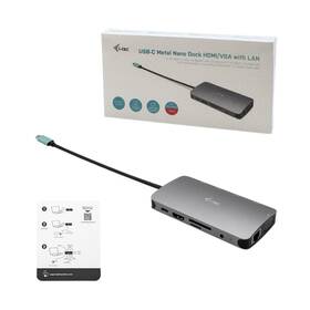 USB Hub i-tec USB-C/3x USB 3.1, RJ45, 3,5mm jack, SD, Micro SD, HDMI, VGA, USB-C PD 100W 

 obrázek produktu 3 z 3