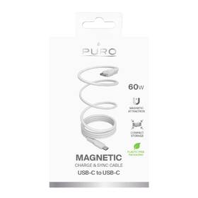 Kabel Puro USB-C/USB-C, magnetický, 60 W, 1 m bílý

 obrázek produktu 1 z 1