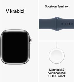 Chytré hodinky Apple GPS + Cellular 41mm pouzdro ze stříbrné nerezové oceli - bouřkově modrý sportovní řemínek - S/M 

 obrázek produktu 9 z 9