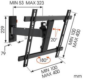 Držák TV Vogel’s W52070 polohovatelný, pro úhlopříčky 32" až 55", nosnost 20 kg černý

 obrázek produktu 8 z 9