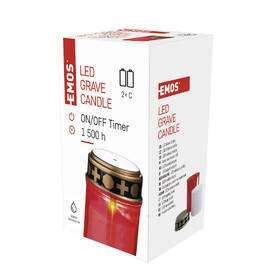 LED dekorace EMOS hřbitovní svíčka červená, 2x C, venkovní i vnitřní, teplá bílá, časovač 

 obrázek produktu 4 z 4
