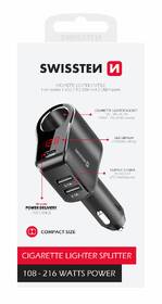 Adaptér do auta Swissten 1x CL, 1x UCB-C PD a 2x USB-A, 108 W - 216 W černá

 obrázek produktu 3 z 3