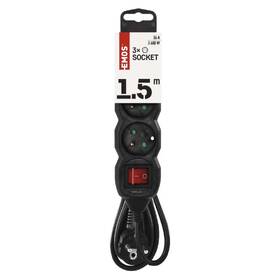 Kabel prodlužovací EMOS 3x zásuvka, vypínač, 1,5m černý

 obrázek produktu 1 z 2