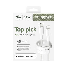 Kabel PanzerGlass empower MFI USB-C/Lightning, 1,2 m bílý

 obrázek produktu 6 z 6