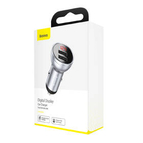 Adaptér do auta Baseus Digital Display Dual 2x USB, 4,8A, 24W stříbrný

 obrázek produktu 6 z 6