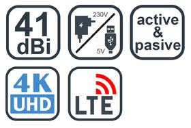 Anténa pokojová Evolveo Xany 2C LTE 230/5V, 41dBi aktivní pokojová DVB-T/T2, LTE filtr 

 obrázek produktu 7 z 8