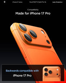 Ochranné sklo čočky fotoaparátu Spigen tR EZ Fit Optik Pro XL na Apple iPhone 17 Pro oranžové

 obrázek produktu 11 z 15