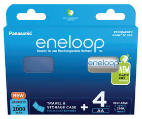 Baterie nabíjecí Panasonic Eneloop AA, HR06, 2000mAh, Ni-MH, blistr 4ks + Cestovní pouzdro na 4ks nabíjecích baterii 

 obrázek produktu 2 z 4