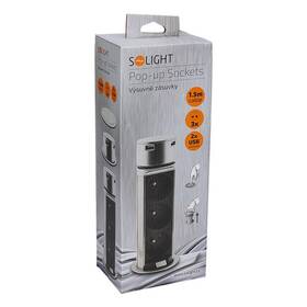 Kabel prodlužovací Solight výsuvný blok, 3x zásuvka, 2x USB, 1,5m stříbrný

 obrázek produktu 3 z 3
