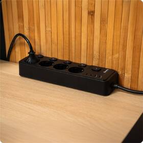 Kabel prodlužovací Huslog 15W 4xzásuvka, 2xUSB-C, 2xUSB, 5x vypínač černý

 obrázek produktu 6 z 10
