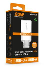 Nabíječka do sítě Aligator Power Delivery 20W, 1×USB-A + 1×USB-C, SLIM bílá

 obrázek produktu 4 z 4