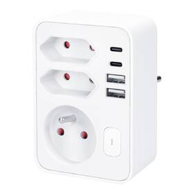 Rozbočovací zásuvka Solight 1x 16A + 2x 2,5A, 2xUSB A+C rychlonabíječka 20W PD, vypínač bílá

 obrázek produktu 1 z 3
