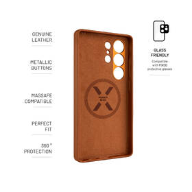 Kryt na mobil FIXED MagLeather s podporou MagSafe na Samsung Galaxy S25 Ultra hnědá barva
