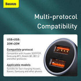 Adaptér do auta Baseus Golden Contactor Pro Dual 2xUSB 40W s kabelem USB/USB-C 1m šedý

 obrázek produktu 10 z 16