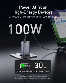 Nabíječka do sítě Anker Prime Charger 100W GaN, 2xUSB-C, 1xUSB-A stříbrná

 obrázek produktu 2 z 5
