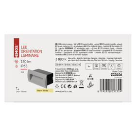 Nástěnné svítidlo EMOS Diral, obdélník, 3W, teplá bílá šedé

 obrázek produktu 5 z 5