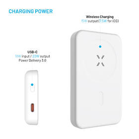 Powerbanka FIXED MagZen s bezdrátovým nabíjením a podporou Magsafe, 6 000 mAh bílá

 obrázek produktu 3 z 7