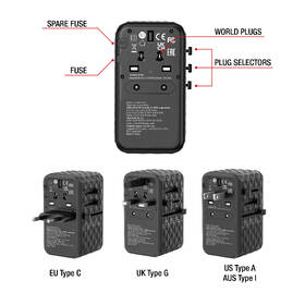 Cestovní adaptér Verbatim UTA-06 GaN III, 2x USB-C PD 100W & QC 4+, 2x USB-A QC 3.0 černý

 obrázek produktu 10 z 11