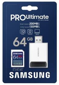 Paměťová karta Samsung SDXC PRO Ultimate 64GB (200R/130W) + USB adaptér 

 obrázek produktu 6 z 6