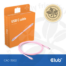 Kabel Club3D USB-C 4.0, 20Gbps, 4K60Hz, PD 240W, 2m růžový

 obrázek produktu 2 z 3