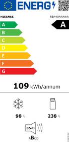 Chladnička s mrazničkou Hisense RB440N4AWA bílá barva
