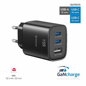 Nabíječka do sítě Swissten EDGE GaN 2x USB-C PD 65W/1x USB-A 18W QC černá

 obrázek produktu 5 z 5