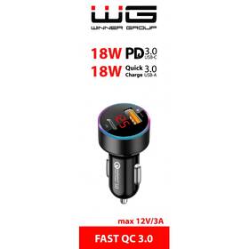 Adaptér do auta WG USB QC 3.0, USB-C PD, 2x18 W černý

 obrázek produktu 1 z 1