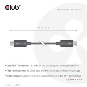 Kabel Club3D USB-C/USB-C, 240W, 1m černý

 obrázek produktu 3 z 7