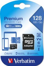 Paměťová karta Verbatim microSDXC 128GB UHS-I V10 U1 (90R/10W) + adaptér 

 obrázek produktu 2 z 2