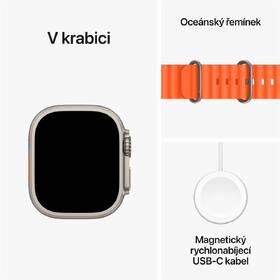 Chytré hodinky Apple GPS + Cellular, 49mm pouzdro z titanu - oranžový oceánský řemínek 
