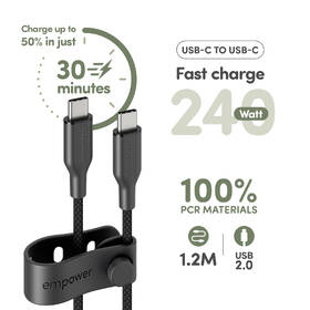Kabel PanzerGlass empower USB-C/USB-C, 240 W, 1,2m černý

 obrázek produktu 4 z 6