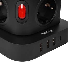 Kabel prodlužovací Huslog 15W 8xzásuvka, 1xUSB-C, 3xUSB, 1x LED světlo černý

 obrázek produktu 2 z 9