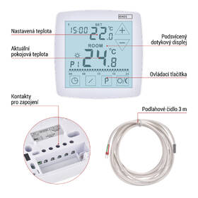 Termostat EMOS OpenTherm, pokojový, programovatelný, drátový bílý

 obrázek produktu 7 z 13