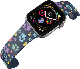 Řemínek Mi-Band na Apple Watch 42/44/45/49 mm - motiv Barevné pacičky, modrý 

 obrázek produktu 3 z 3