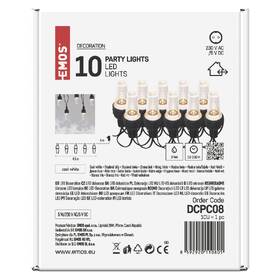 Party osvětlení EMOS 10 LED řetěz - 10x párty žárovky, 4,5 m, venkovní i vnitřní, studená bílá 

 obrázek produktu 5 z 6