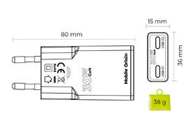 Nabíječka do sítě Mobile Origin Slim 2x USB-C GaN 30W bílá

 obrázek produktu 8 z 9