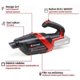 Akumulátorový vysavač Einhell TE-HV 18/06 Li - Solo (bez baterie) 2347190 černý

 obrázek produktu 2 z 10