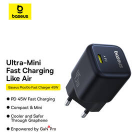 Nabíječka do sítě Baseus PicoGo GaN USB-C PD 45 W černá

 obrázek produktu 9 z 16