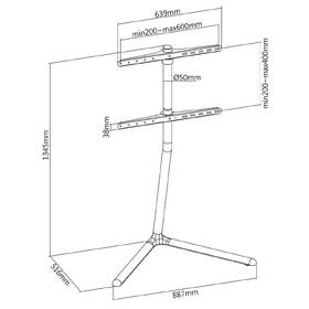 Stojan pro TV Nedis pro úhlopříčku 49"-70'', nosnost 40kg černý

 obrázek produktu 11 z 11