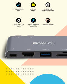 Dokovací stanice Canyon DS-5 5v1 Thunderbolt 3 - Apple Mackbook šedá

 obrázek produktu 19 z 19